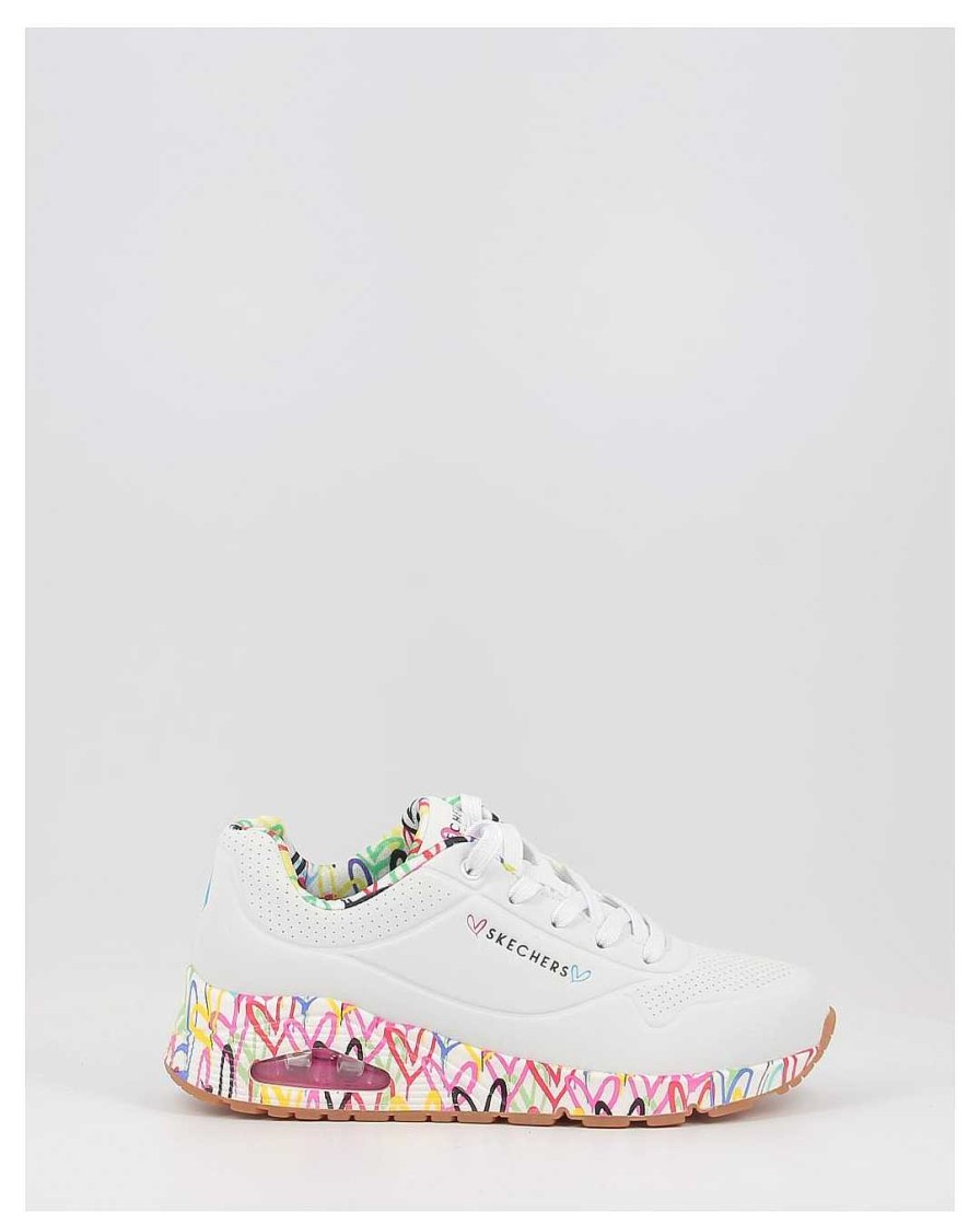 Mujer Skechers | Zapatillas Skechers Jgoldcrown Uno - Loving Love 155506 Blanco