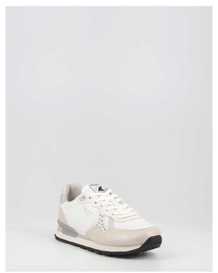 Mujer Pepe Jeans | Zapatillas Pepe Jeans Brit Print Sid W Pls31525 Blanco